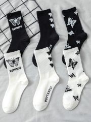 Wholesale Popular Solid Color Hip Hop Street Fashion Pure Colors Sports Letter Logo Jacquard Cotton Socks