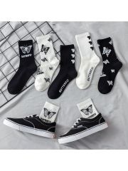 Wholesale Popular Solid Color Hip Hop Street Fashion Pure Colors Sports Letter Logo Jacquard Cotton Socks