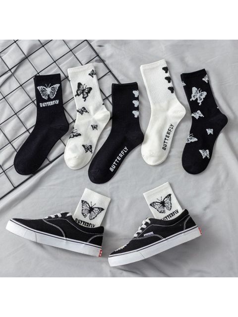 Wholesale Popular Solid Color Hip Hop Street Fashion Pure Colors Sports Letter Logo Jacquard Cotton Socks