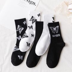 Wholesale Popular Solid Color Hip Hop Street Fashion Pure Colors Sports Letter Logo Jacquard Cotton Socks