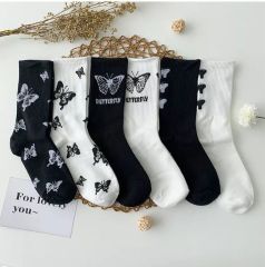 Wholesale Popular Solid Color Hip Hop Street Fashion Pure Colors Sports Letter Logo Jacquard Cotton Socks