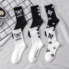 Wholesale Popular Solid Color Hip Hop Street Fashion Pure Colors Sports Letter Logo Jacquard Cotton Socks