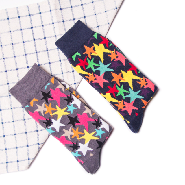 HJ High quality Design Happy  Colorful Jacquard Sox Design Socks Funny Socks Happy Man Socks