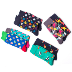 HJ High quality Design Happy  Colorful Jacquard Sox Design Socks Funny Socks Happy Man Socks