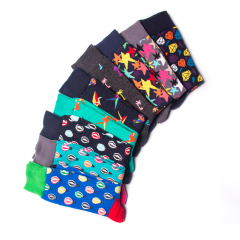 HJ High quality Design Happy  Colorful Jacquard Sox Design Socks Funny Socks Happy Man Socks