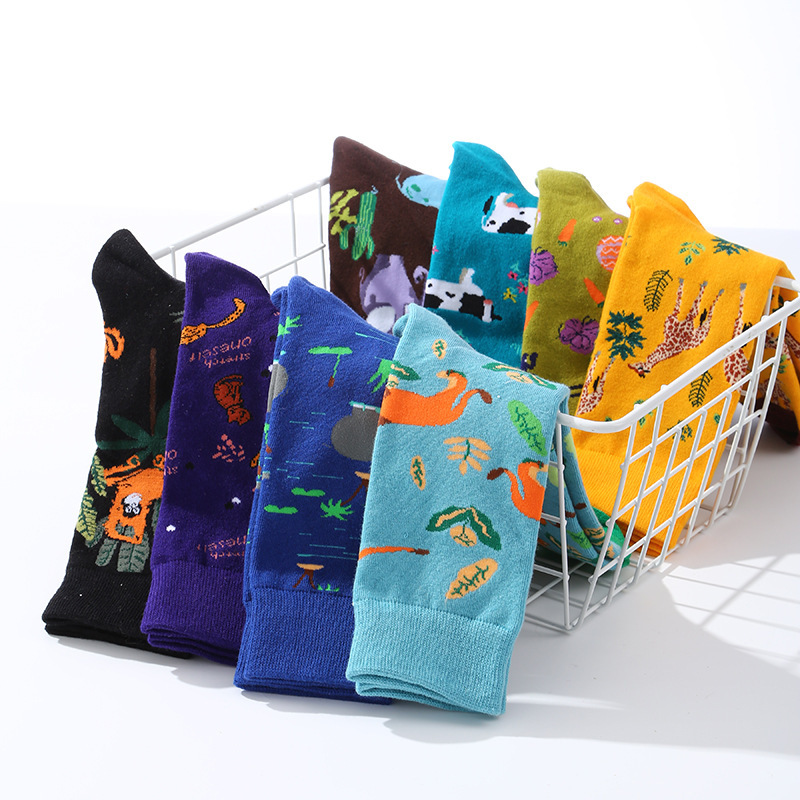 Solid Color Hip Hop Street Fashion Pure Colors Sports Letter Logo Jacquard Cotton happy  Socks