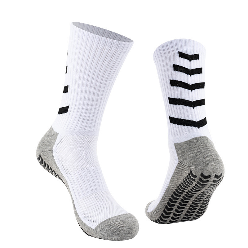 HJ 2026 Arrival Wholesale Indoor Terry Skate Yoga Socks Mid Calf Cotton Grip Anti Slip Pilates Socks for Unisex