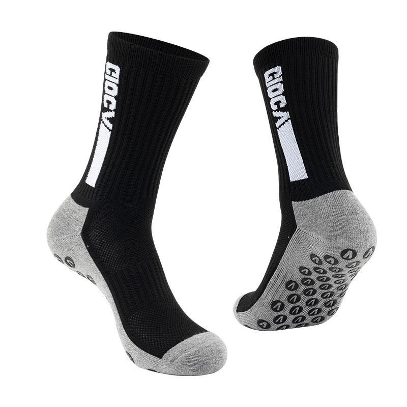 HJ 2026 Arrival Wholesale Indoor Terry Skate Yoga Socks Mid Calf Cotton Grip Anti Slip Pilates Socks for Unisex