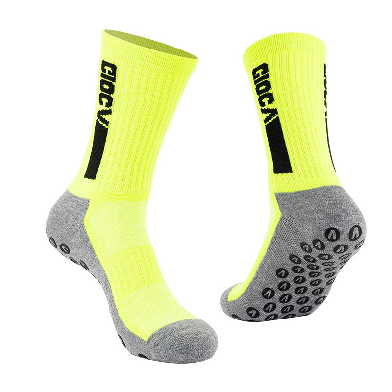 HJ 2026 Arrival Wholesale Indoor Terry Skate Yoga Socks Mid Calf Cotton Grip Anti Slip Pilates Socks for Unisex