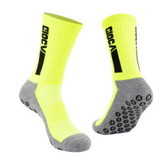 HJ 2026 Arrival Wholesale Indoor Terry Skate Yoga Socks Mid Calf Cotton Grip Anti Slip Pilates Socks for Unisex