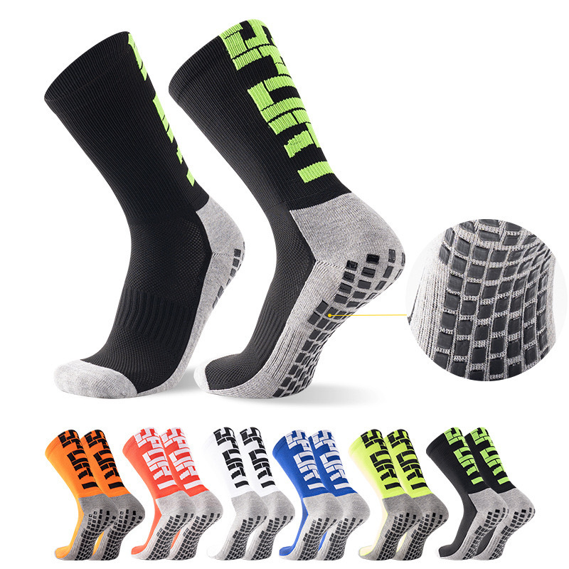 2026 HJ Arrival Wholesale Indoor Terry Skate Yoga Socks Mid Calf Cotton Grip Anti Slip Pilates Socks for Unisex
