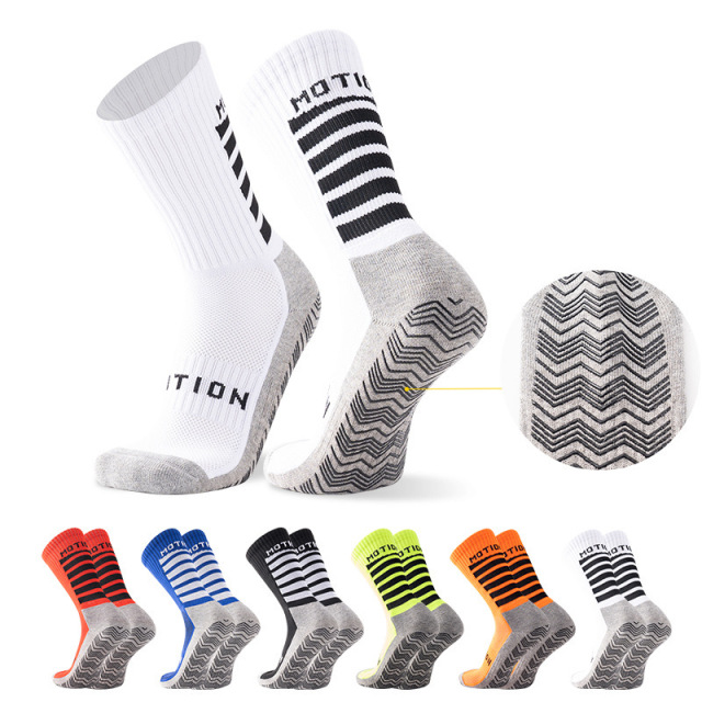 HJ 2026 Arrival Wholesale Indoor Terry Skate Yoga Socks Mid Calf Cotton Grip Anti Slip Pilates Socks for Unisex