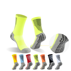 2026 HJ Arrival Wholesale Indoor Terry Skate Yoga Socks Mid Calf Cotton Grip Anti Slip Pilates Socks for Unisex