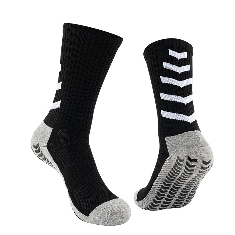 HJ 2026 Arrival Wholesale Indoor Terry Skate Yoga Socks Mid Calf Cotton Grip Anti Slip Pilates Socks for Unisex