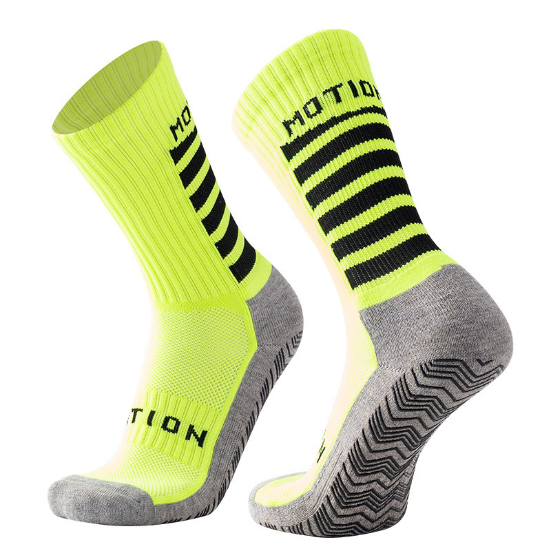 HJ 2026 Arrival Wholesale Indoor Terry Skate Yoga Socks Mid Calf Cotton Grip Anti Slip Pilates Socks for Unisex