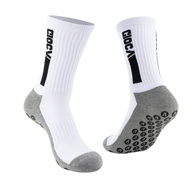 HJ 2026 Arrival Wholesale Indoor Terry Skate Yoga Socks Mid Calf Cotton Grip Anti Slip Pilates Socks for Unisex