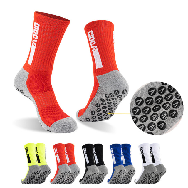 HJ 2026 Arrival Wholesale Indoor Terry Skate Yoga Socks Mid Calf Cotton Grip Anti Slip Pilates Socks for Unisex