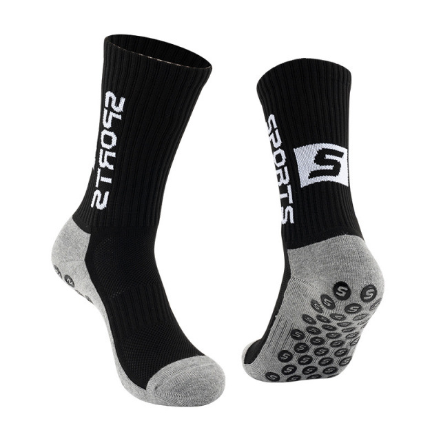 HJ 2026 Arrival Wholesale Indoor Terry Skate Yoga Socks Mid Calf Cotton Grip Anti Slip Pilates Socks for Unisex