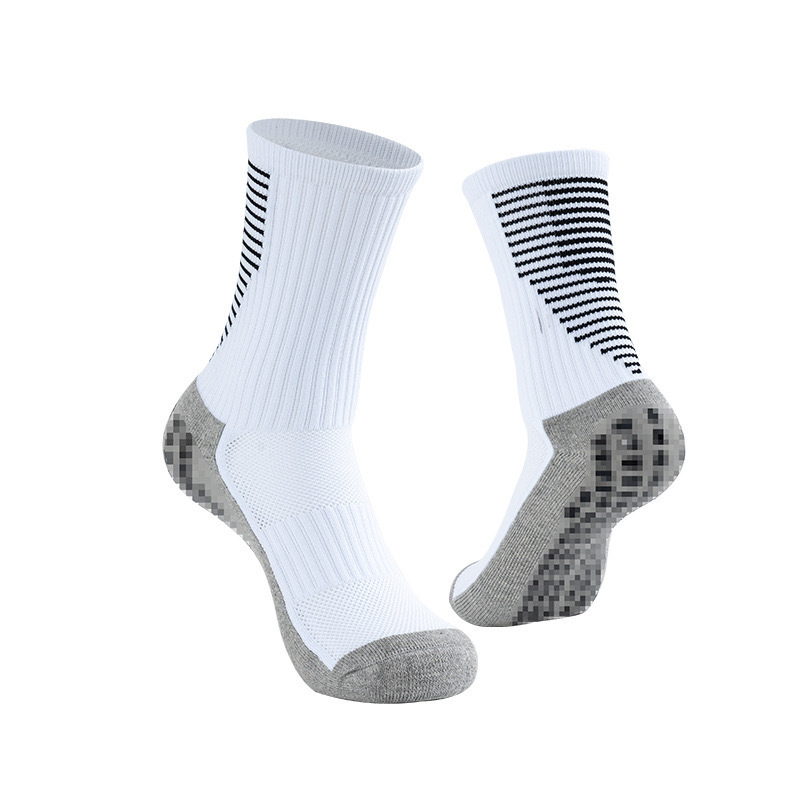 2026 HJ Arrival Wholesale Indoor Terry Skate Yoga Socks Mid Calf Cotton Grip Anti Slip Pilates Socks for Unisex