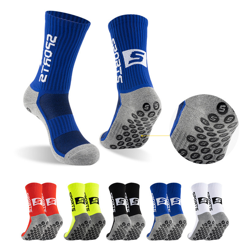 HJ 2026 Arrival Wholesale Indoor Terry Skate Yoga Socks Mid Calf Cotton Grip Anti Slip Pilates Socks for Unisex