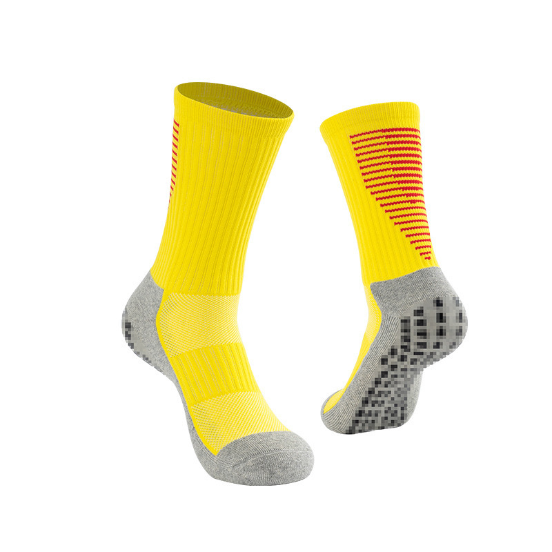 2026 HJ Arrival Wholesale Indoor Terry Skate Yoga Socks Mid Calf Cotton Grip Anti Slip Pilates Socks for Unisex