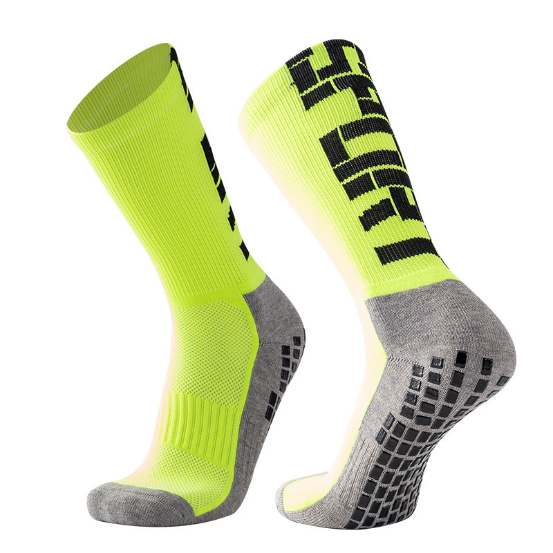 2026 HJ Arrival Wholesale Indoor Terry Skate Yoga Socks Mid Calf Cotton Grip Anti Slip Pilates Socks for Unisex