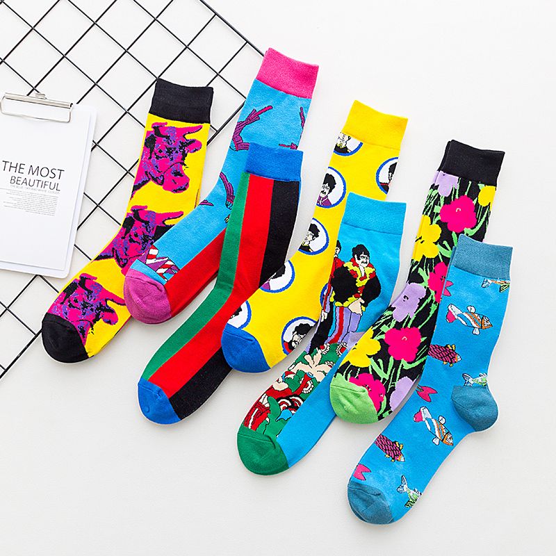 2026 High quality Design Happy  Colorful Jacquard Sox Design Socks Funny Socks Happy Man Socks