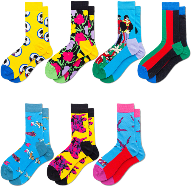 2026 High quality Design Happy  Colorful Jacquard Sox Design Socks Funny Socks Happy Man Socks