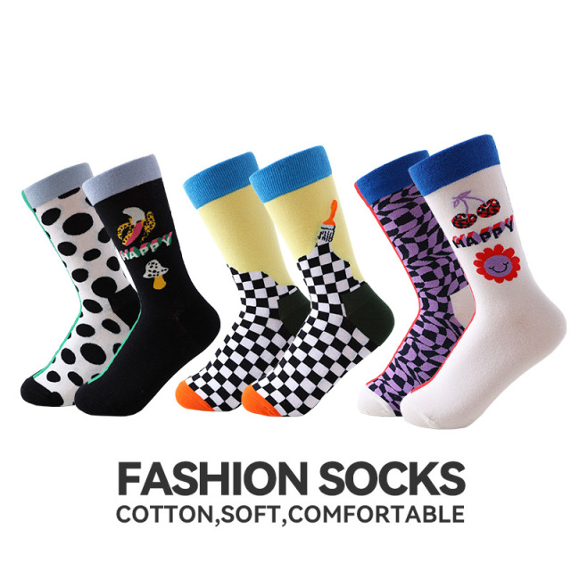 2026 newhappy socks  Solid Color Hip Hop Street Fashion Pure Colors Sports Letter Logo Jacquard Cotton happy  Socks