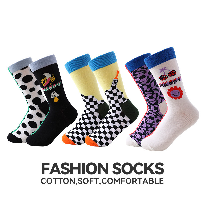 2026 High quality Design Happy  Colorful Jacquard Sox Design Socks Funny Socks Happy Man Socks