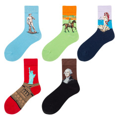 2026 newhappy socks  Solid Color Hip Hop Street Fashion Pure Colors Sports Letter Logo Jacquard Cotton happy  Socks