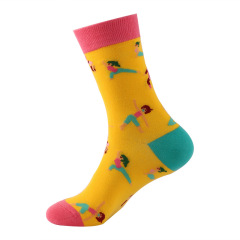 Solid Color Hip Hop Street Fashion Pure Colors Sports Letter Logo Jacquard Cotton happy  Socks