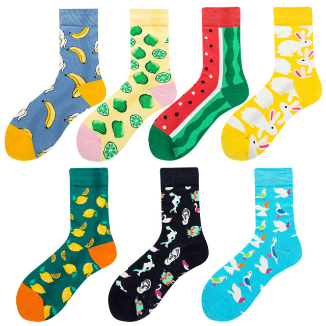 2026 newhappy socks  Solid Color Hip Hop Street Fashion Pure Colors Sports Letter Logo Jacquard Cotton happy  Socks