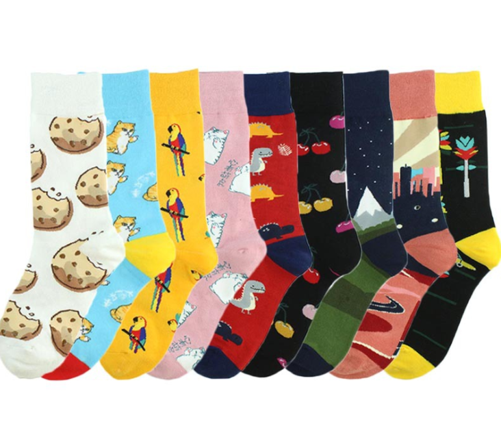 HJ High quality Design Happy  Colorful Jacquard Sox Design Socks Funny Socks Happy Man Socks