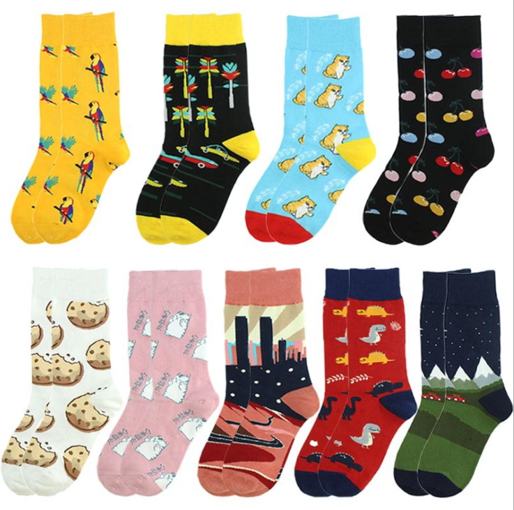 HJ High quality Design Happy  Colorful Jacquard Sox Design Socks Funny Socks Happy Man Socks