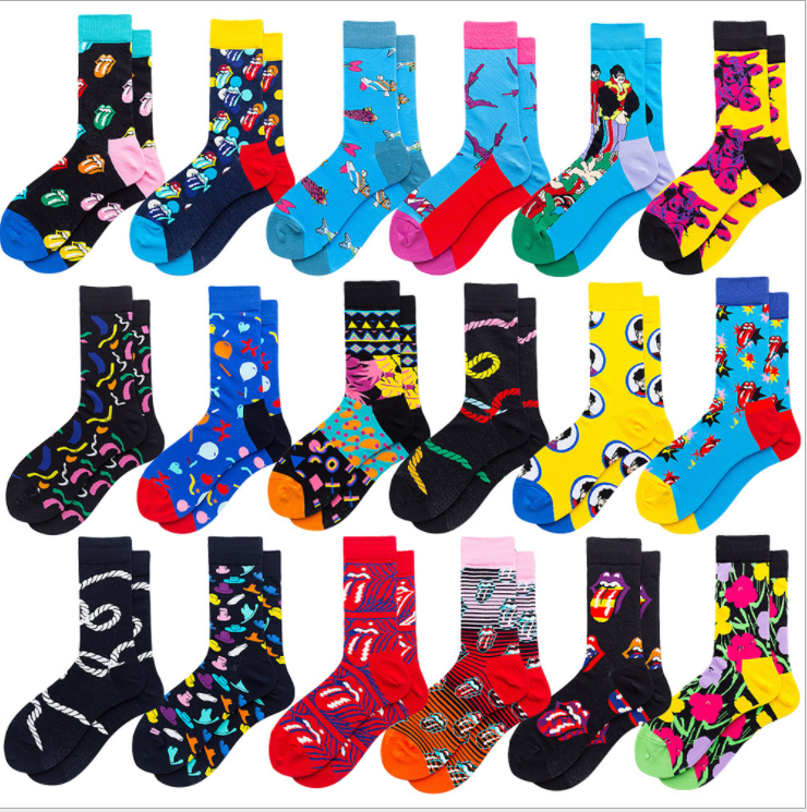 2026 HJ  High quality   Professional Design Happy Custom Colorful Jacquard Sox Design Socks Funny Socks Happy Man Socks