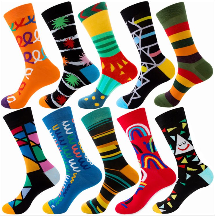 2026 HJ Best-Selling Professional Design Happy Custom Colorful Jacquard Sox Design Socks Funny Socks Happy Man Socks