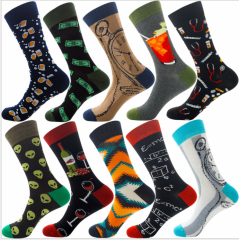 2026 HJ Best-Selling Professional Design Happy Custom Colorful Jacquard Sox Design Socks Funny Socks Happy Man Socks