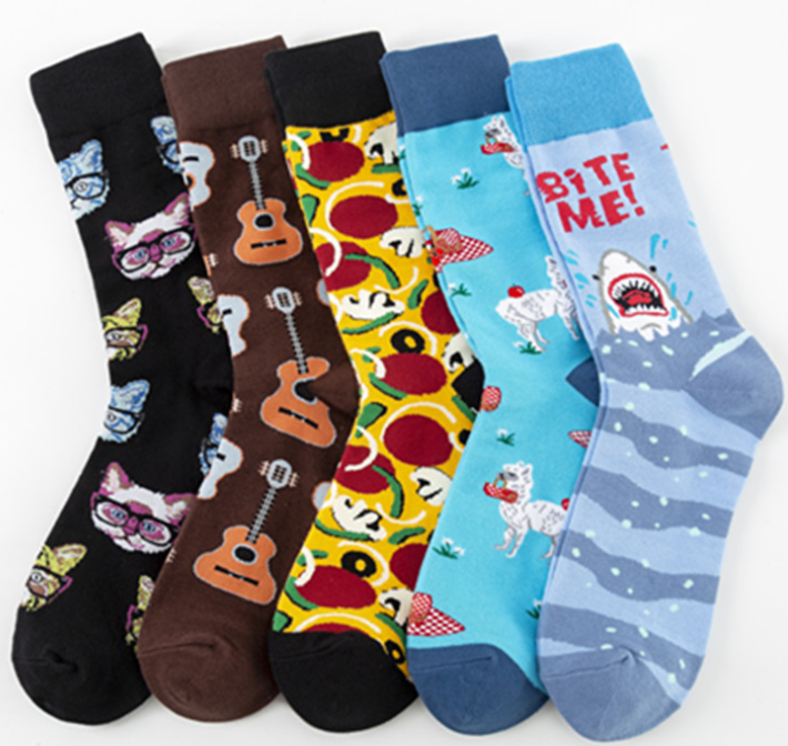 HJ 2026 High quality   Professional Design Happy Custom Colorful Jacquard Sox Design Socks Funny Socks Happy Man Socks