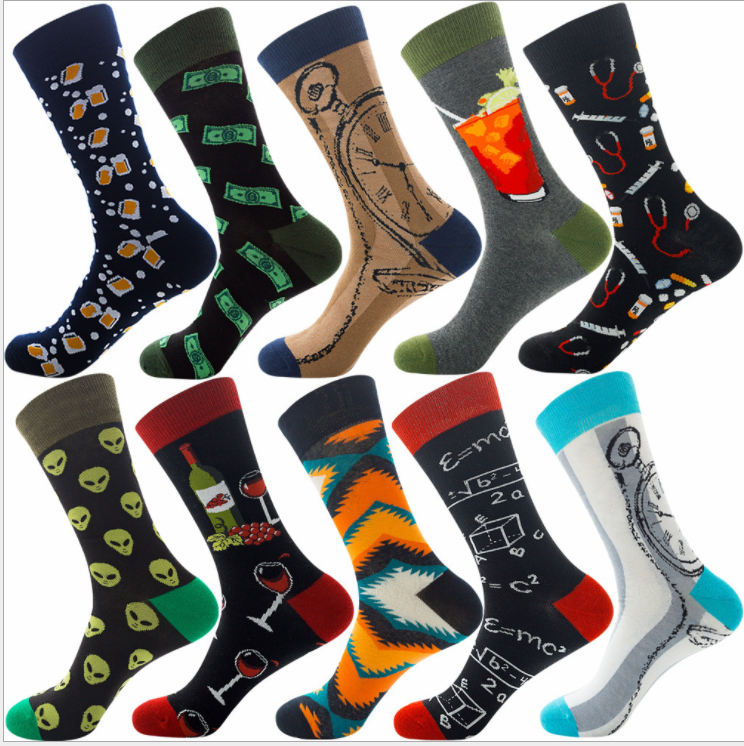 2026 Professional Design Happy Custom Colorful Jacquard Sox Design Socks Funny Socks Happy Man Socks