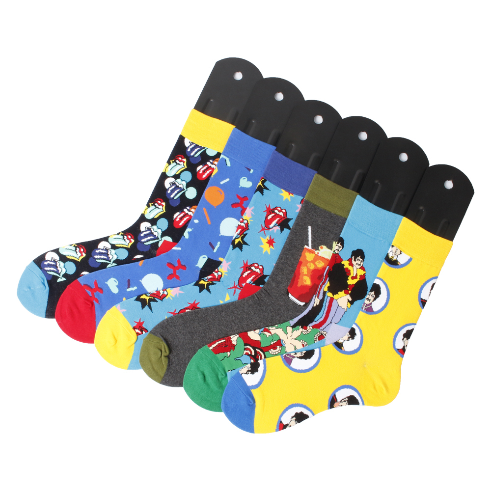 2026 HJ High quality Professional Design Happy Custom Colorful Jacquard Sox Design Socks Funny Socks Happy Man Socks
