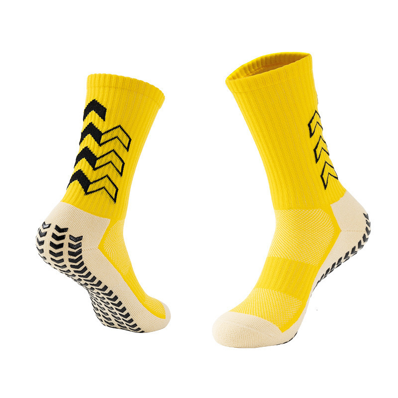 2026 HJ New Arrival Wholesale Indoor Terry Skate Yoga Socks Mid Calf Cotton Grip Anti Slip Pilates Socks for Unisex