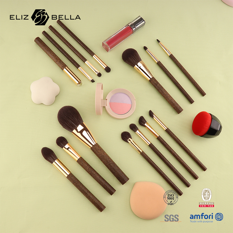 Coffee Ground Handle Design,Eco-Conscious Makeup Brush Kit – Plastic-Free, Reusable & Kind to the Planet