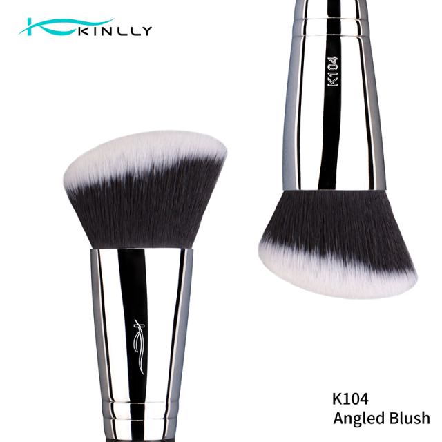 Elevate Your Line with a Statement Powder Brush，Copper Ferrule，Gloss Black Wood ，Vegan Bristles