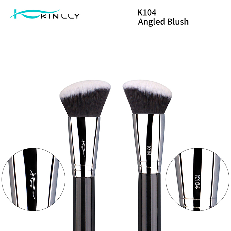 Elevate Your Line with a Statement Powder Brush，Copper Ferrule，Gloss Black Wood ，Vegan Bristles
