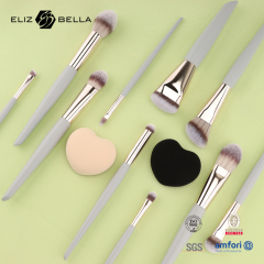 15pcs High-End Synthetic Cosmetic Brush Set – Delicate Fibers, Slim Aluminum Ferrule, Natural Wood Handle – ODM Design