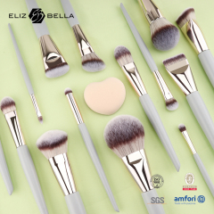 15pcs High-End Synthetic Cosmetic Brush Set – Delicate Fibers, Slim Aluminum Ferrule, Natural Wood Handle – ODM Design
