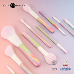 Water Transfer Wood Handle Makeup Brush Set – Nylon Bristles & Aluminum Ferrule | OEM/ODM with Custom Logo Options