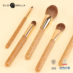 Custom Cosmetic Brush Set – Fine Point Synthetic Bristles, Mini Aluminum Ferrule,Eco-friendly Coffee Ground Handle – OEM/OMD Welcome