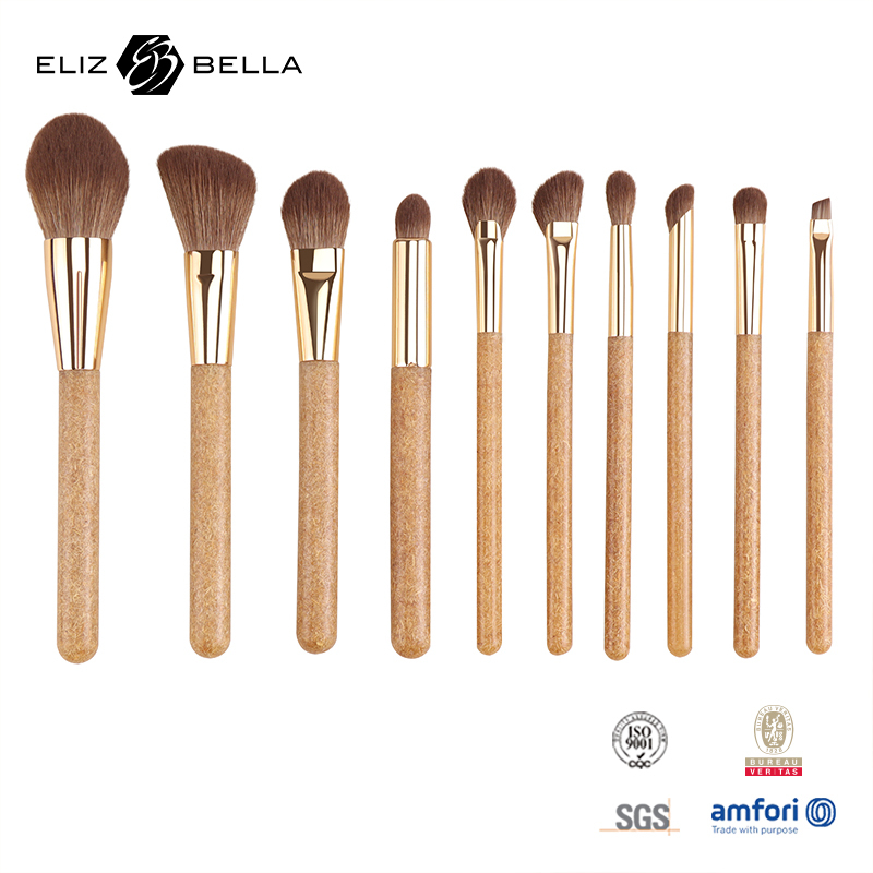 Custom Cosmetic Brush Set – Fine Point Synthetic Bristles, Mini Aluminum Ferrule,Eco-friendly Coffee Ground Handle – OEM/OMD Welcome